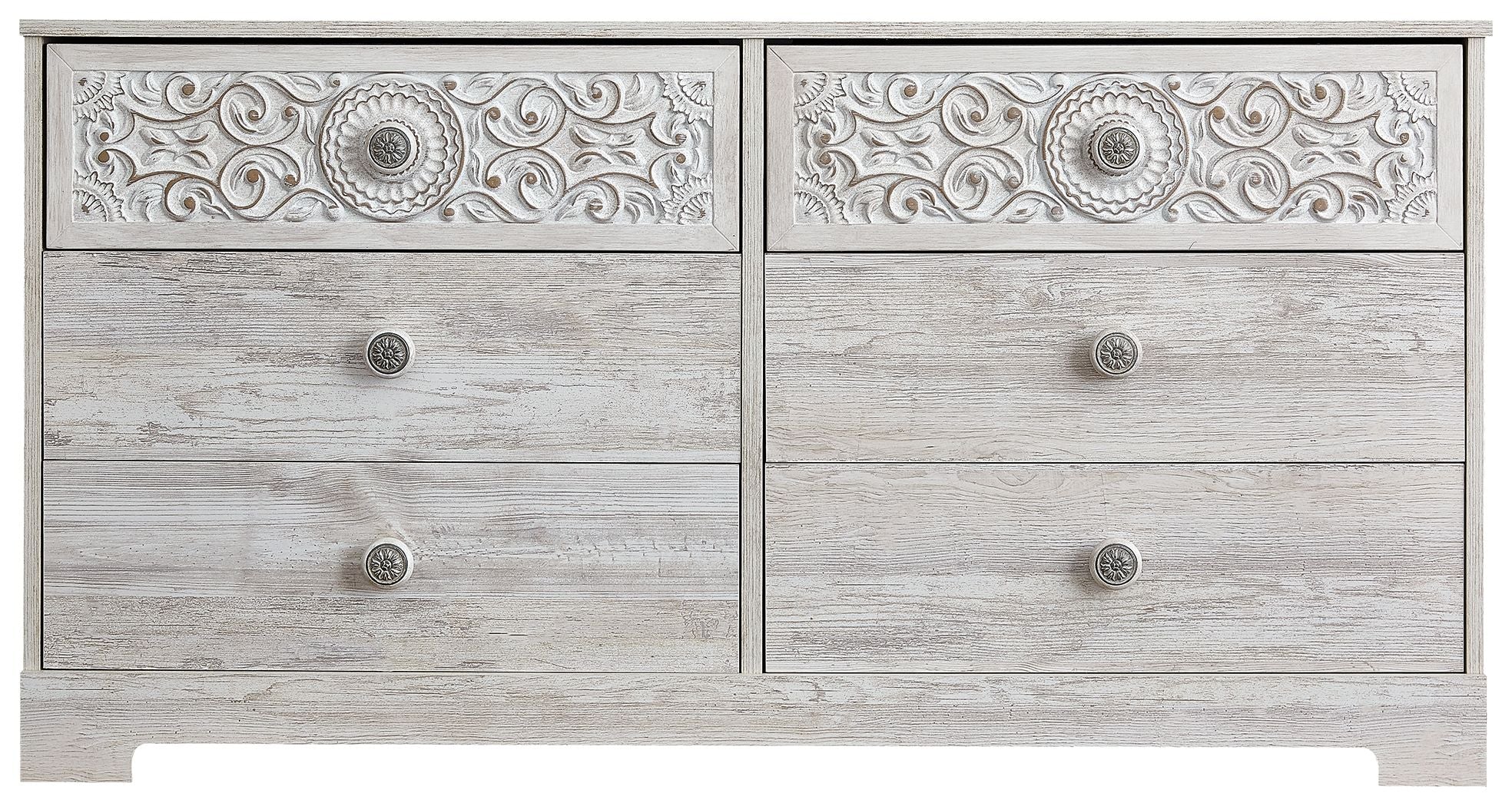 Signature Design by Ashley® Paxberry - Whitewash - Six Drawer Dresser - Weatherworn | Meri Furniture