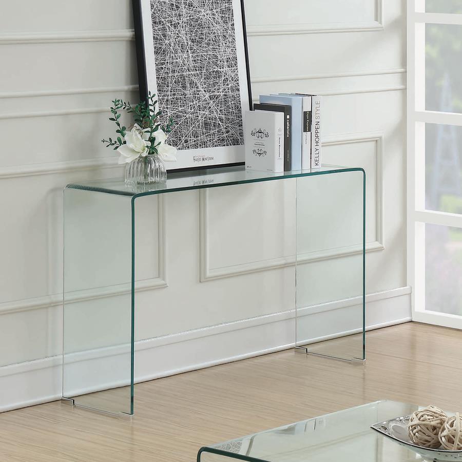 Coaster Fine Furniture Ripley - Tempered Bent Glass Entryway Console Table - Clear | Meri Furniture