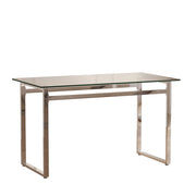 Modern Minimalist Rectangular Dining Table With Tempered Glass Top