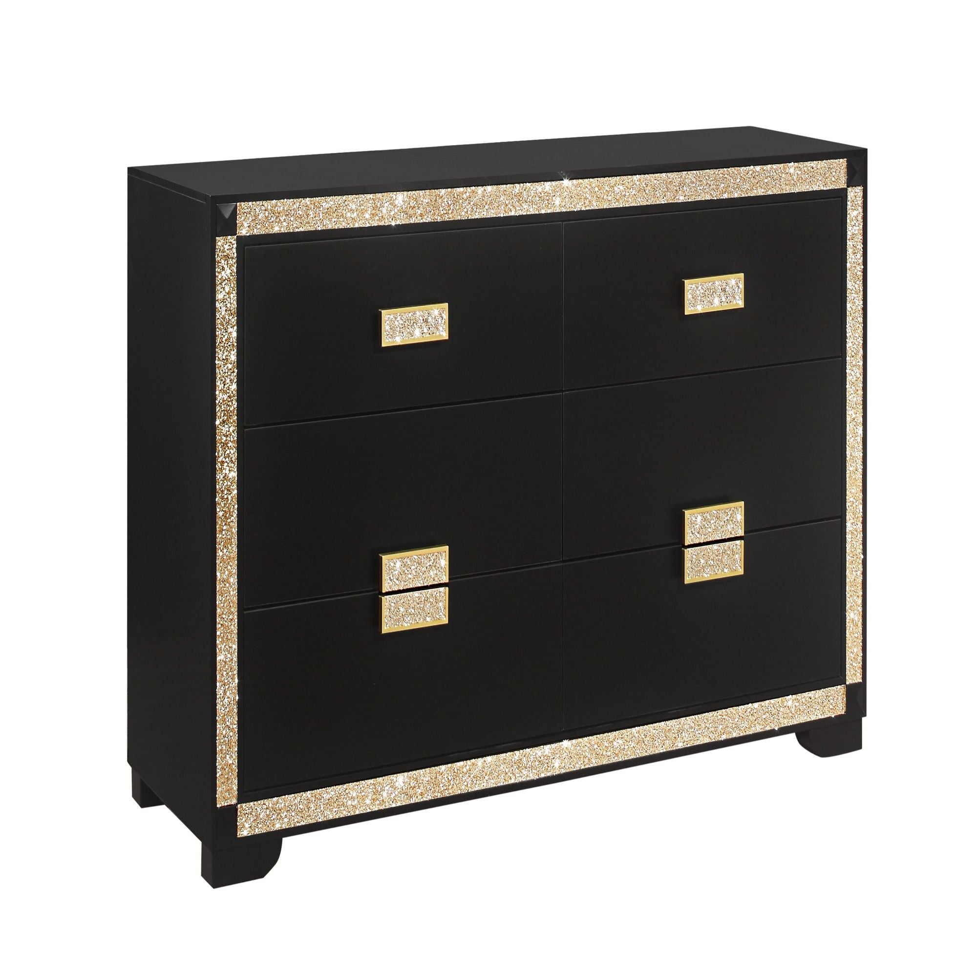Lively - Dresser With Glitter Detail And Thick Bar Handle Hardware - Black