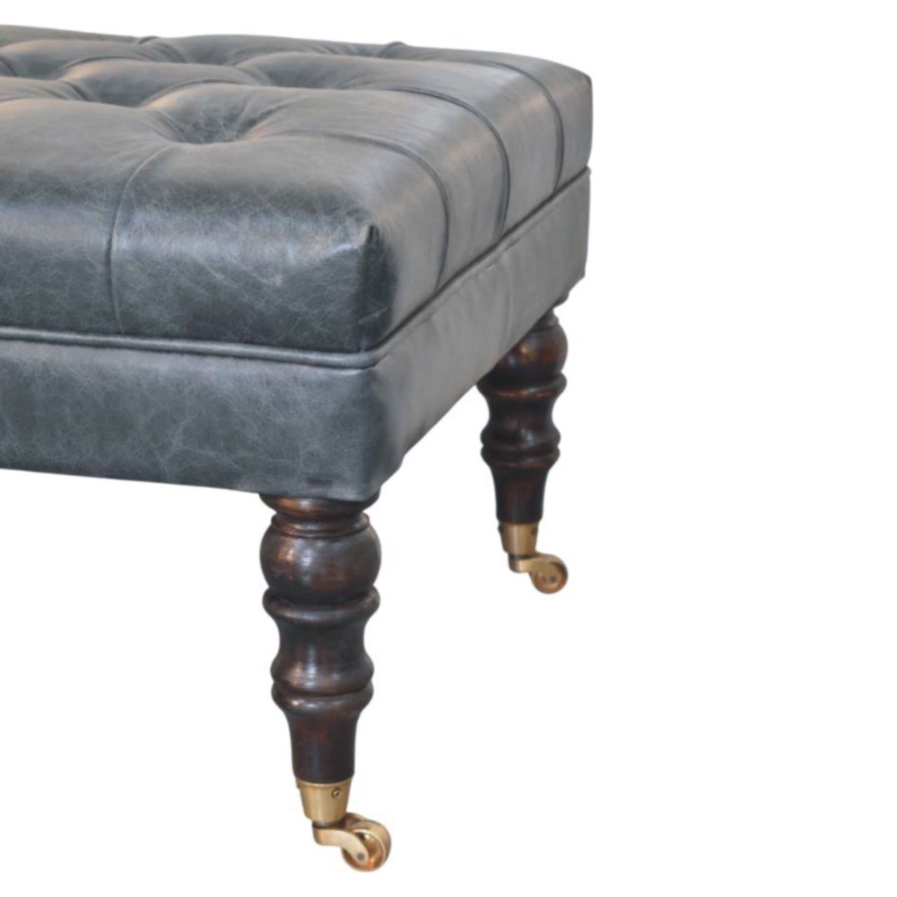 Buffalo - Leather Ottoman With Castor Legs