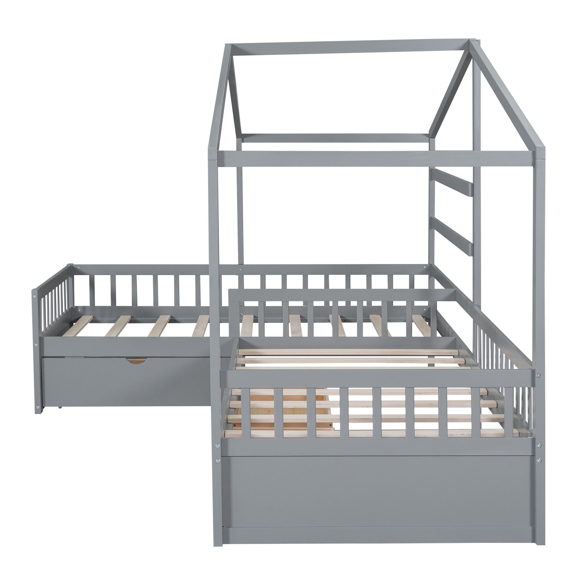 L Shape Platform Bed With 3 Storage Drawers