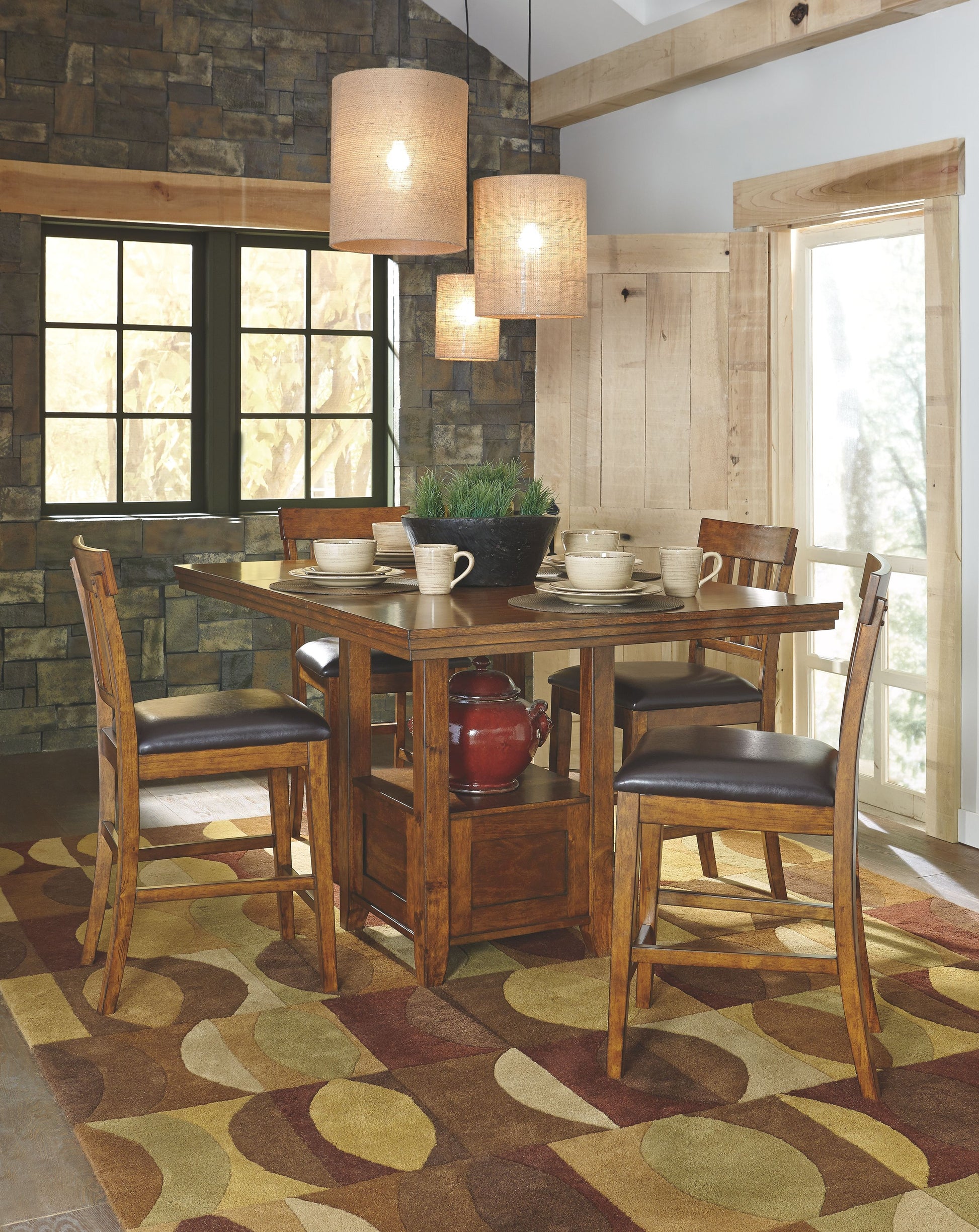 Signature Design by Ashley® Ralene - Medium Brown - Rectangular Dining Room Counter Extension Table | Meri Furniture