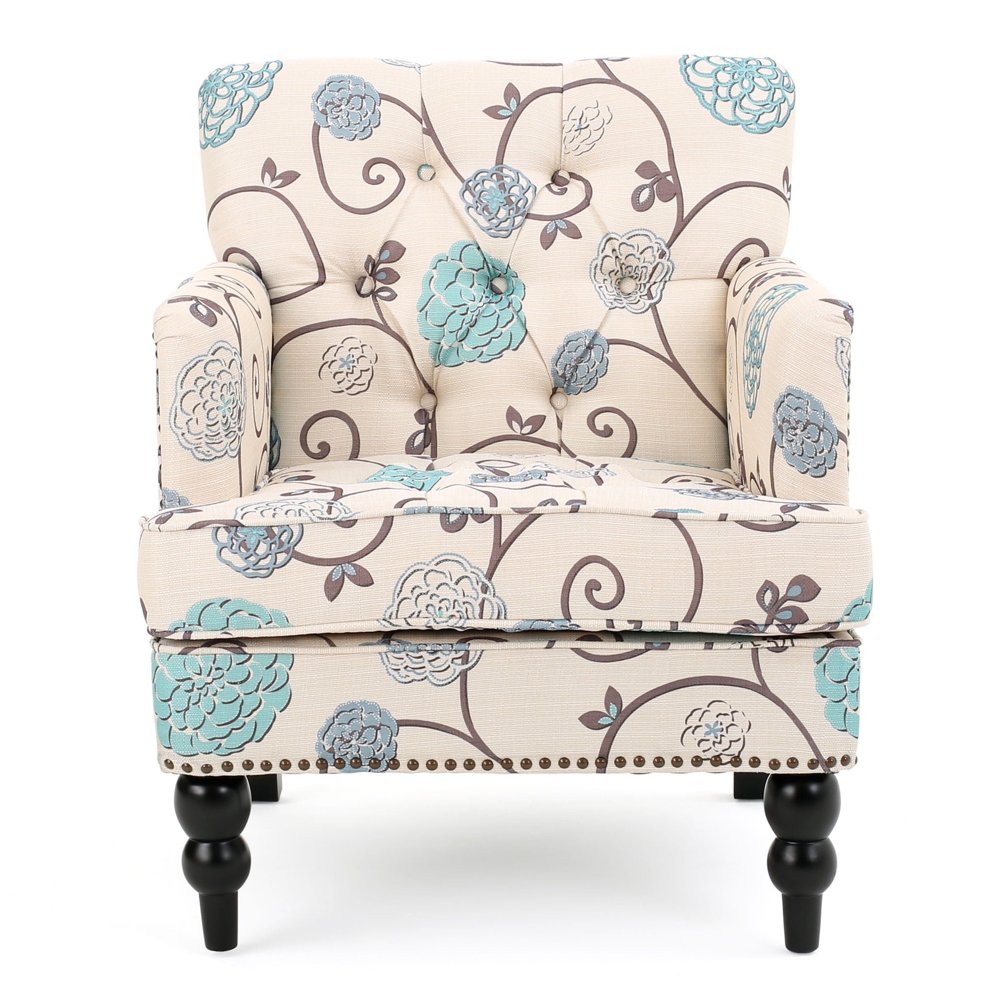 Vitality - Club Chair With Button Tufted Diamond Stitching And Turned Legs