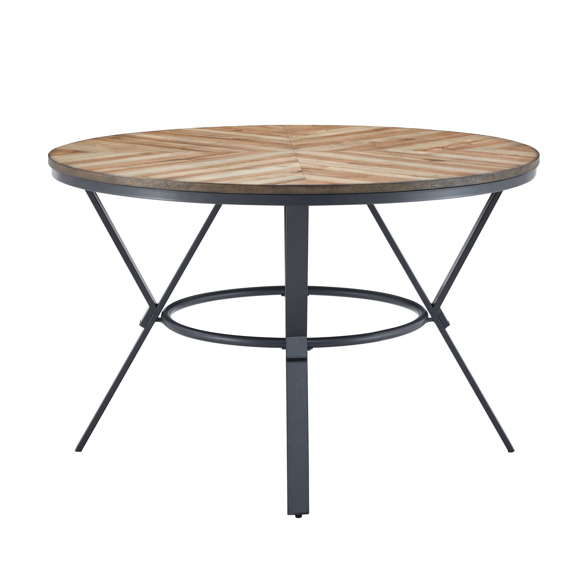 Modern Style Indoor Dining Round Table With Metal Legs - Light Birch