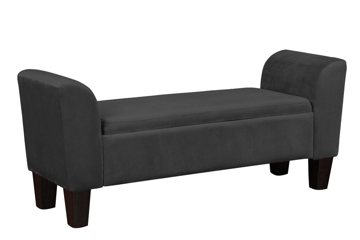 Mila 55"W Black Velvet Ottoman Bench with Storage