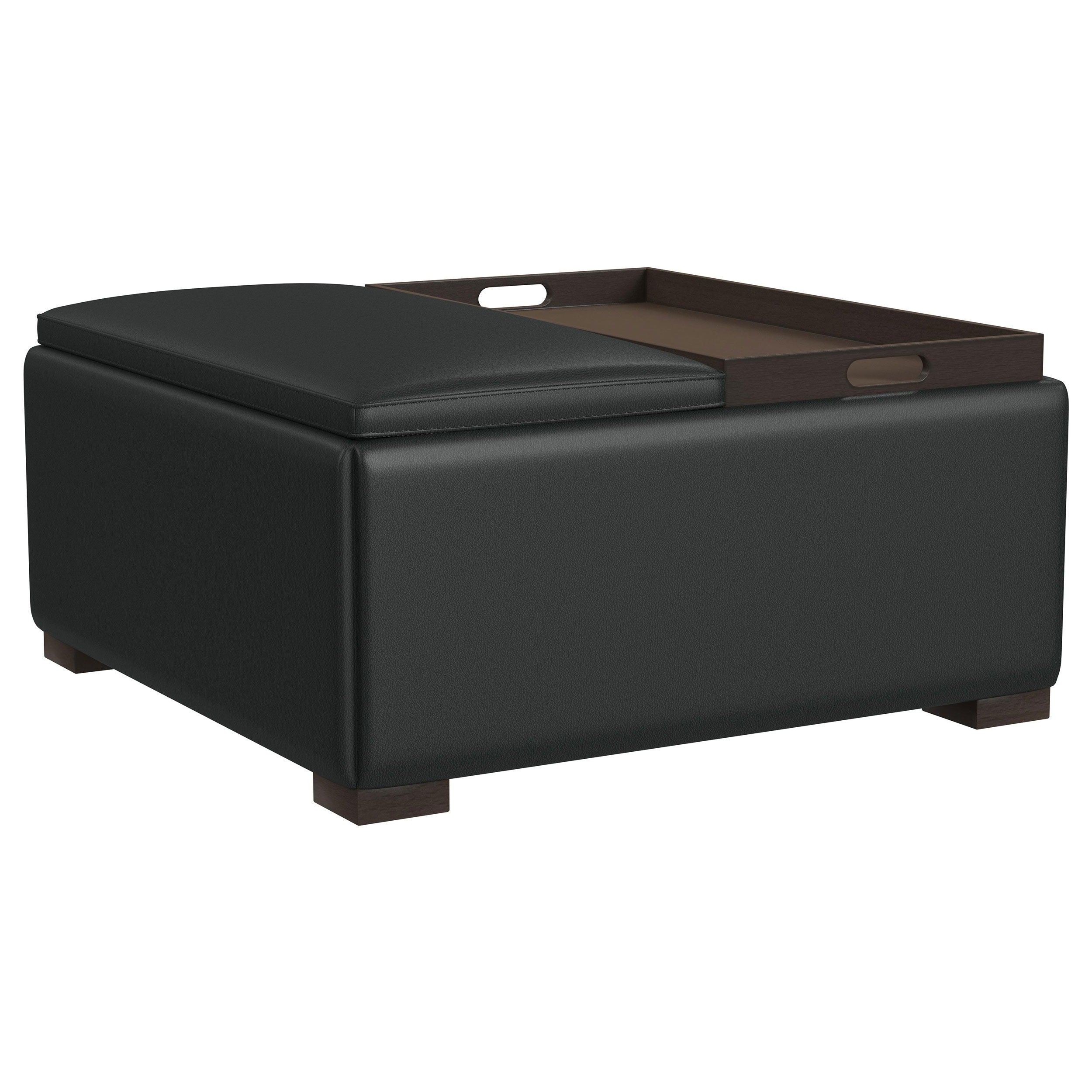 Coaster Fine Furniture Paris - Upholstered Storage Ottoman With Tray - Black | Meri Furniture