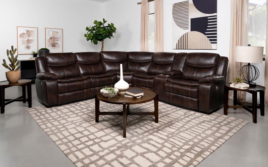 Coaster Fine Furniture Sycamore - Upholstered Power Reclining Sectional Sofa | Meri Furniture