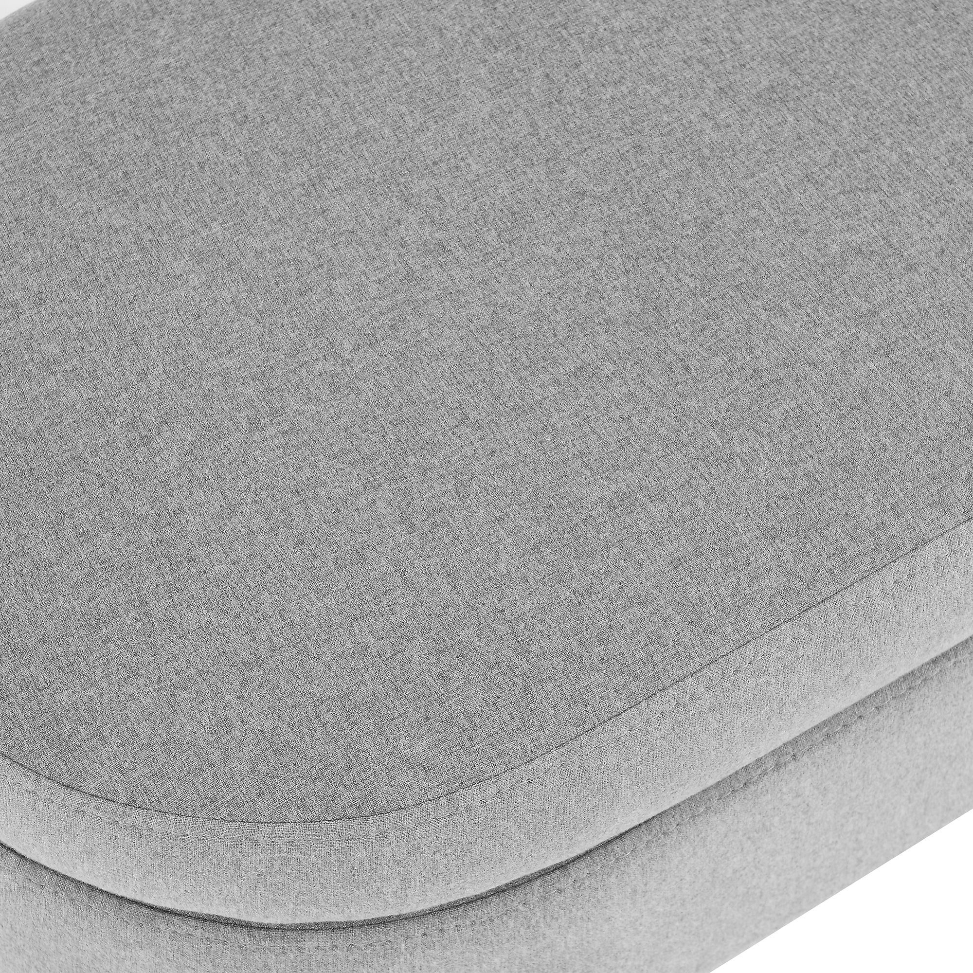 Ottoman Oval Storage Bench With Rubber Wood Legs Linen - Gray