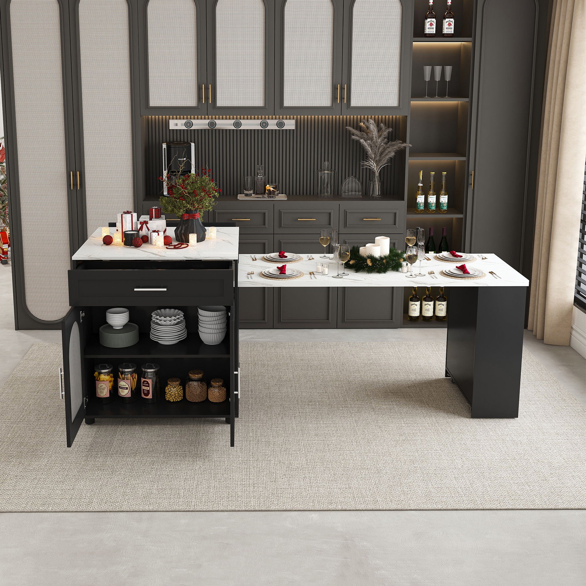 Expandable Kitchen Island With Power Outlet