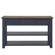 49'' Rectangular Solid 3 Drawer 2 Shelf Console Table - Blue