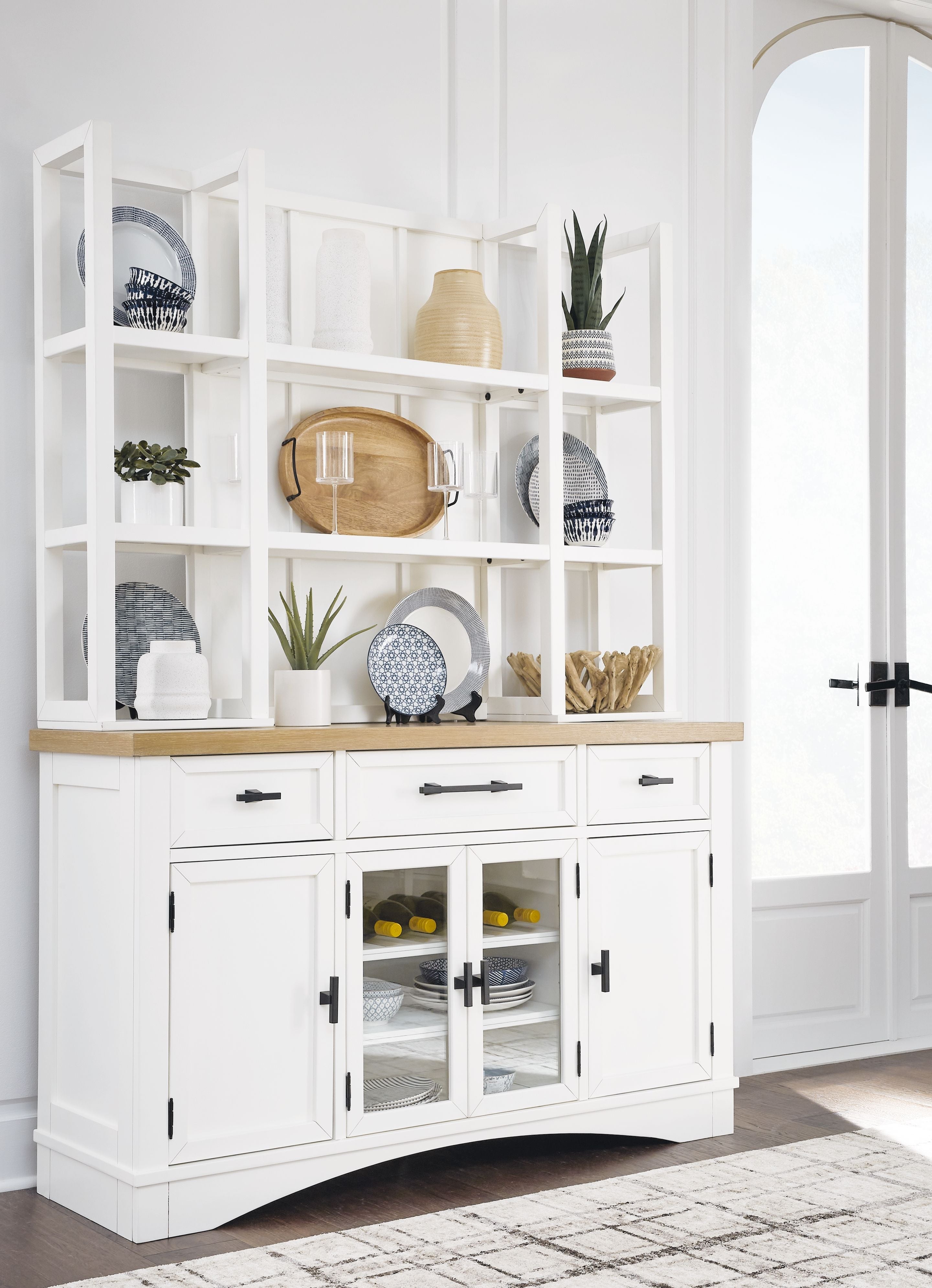Signature Design by Ashley® Ashbryn - White / Natural - Dining Server And Hutch | Meri Furniture