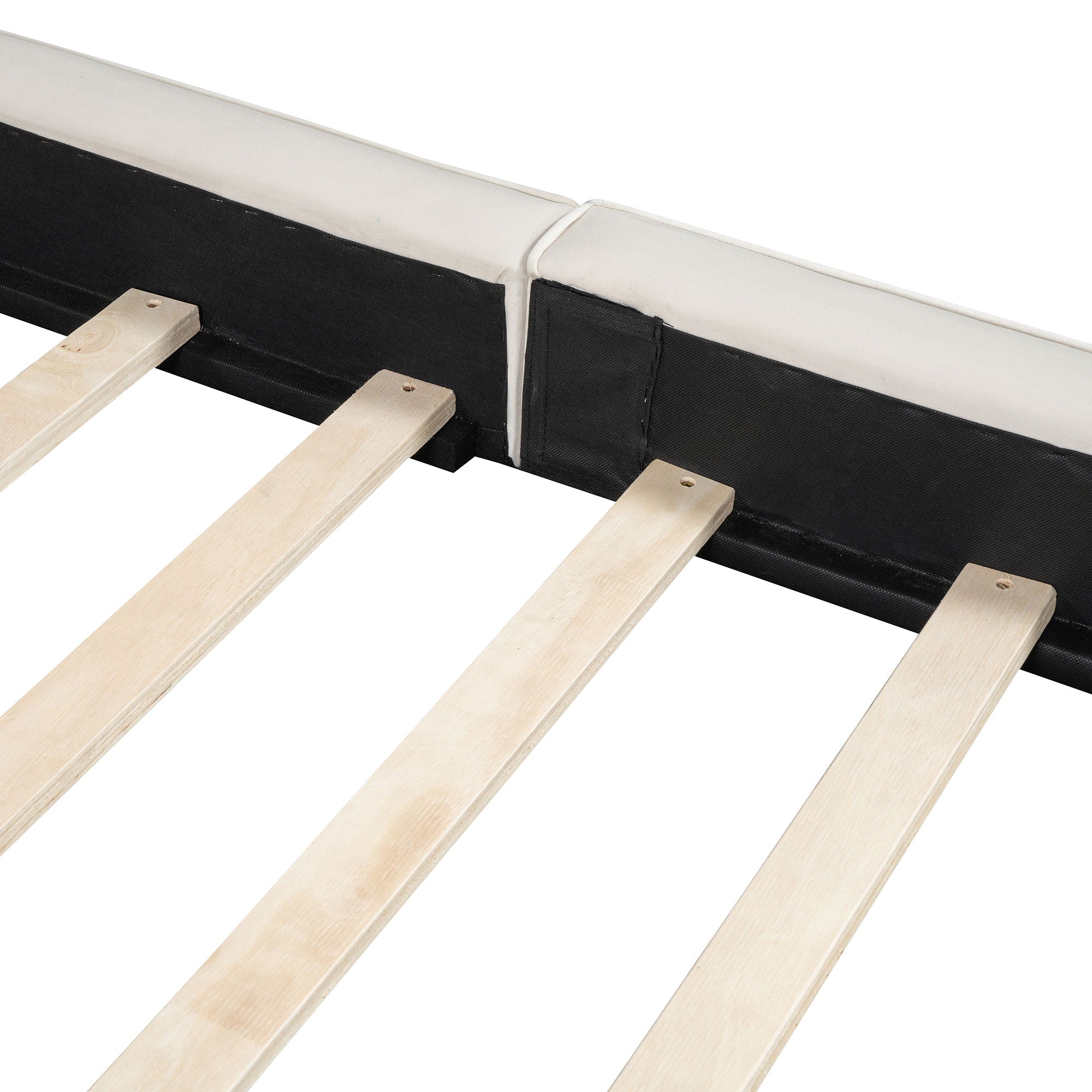 Upholstered Platform Bed, Grounded Bed With Solid Frame