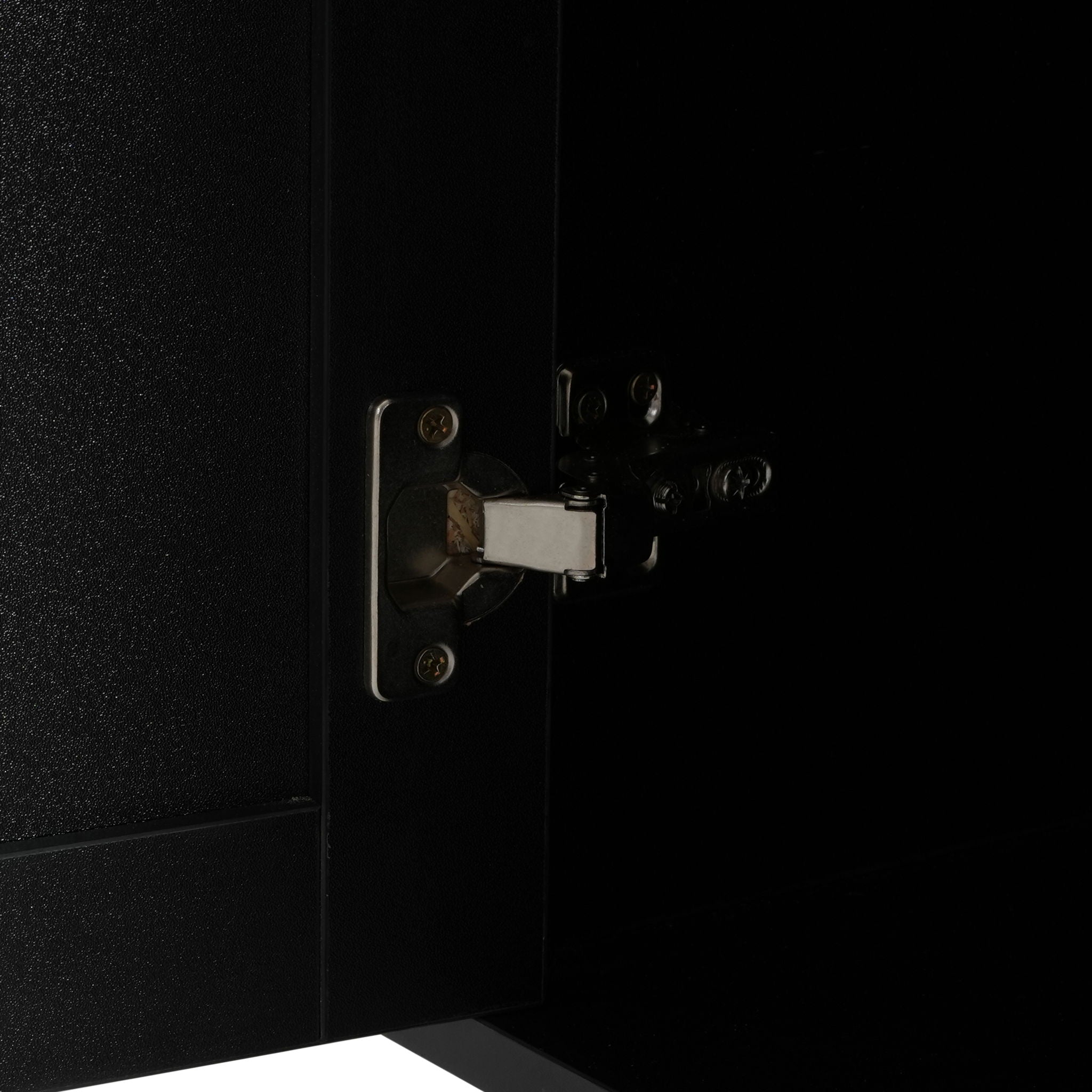 Mobile Kitchen Cart With Storage With 2 Doors, 3 Drawers & Adjustable Shelf - Black / Natural