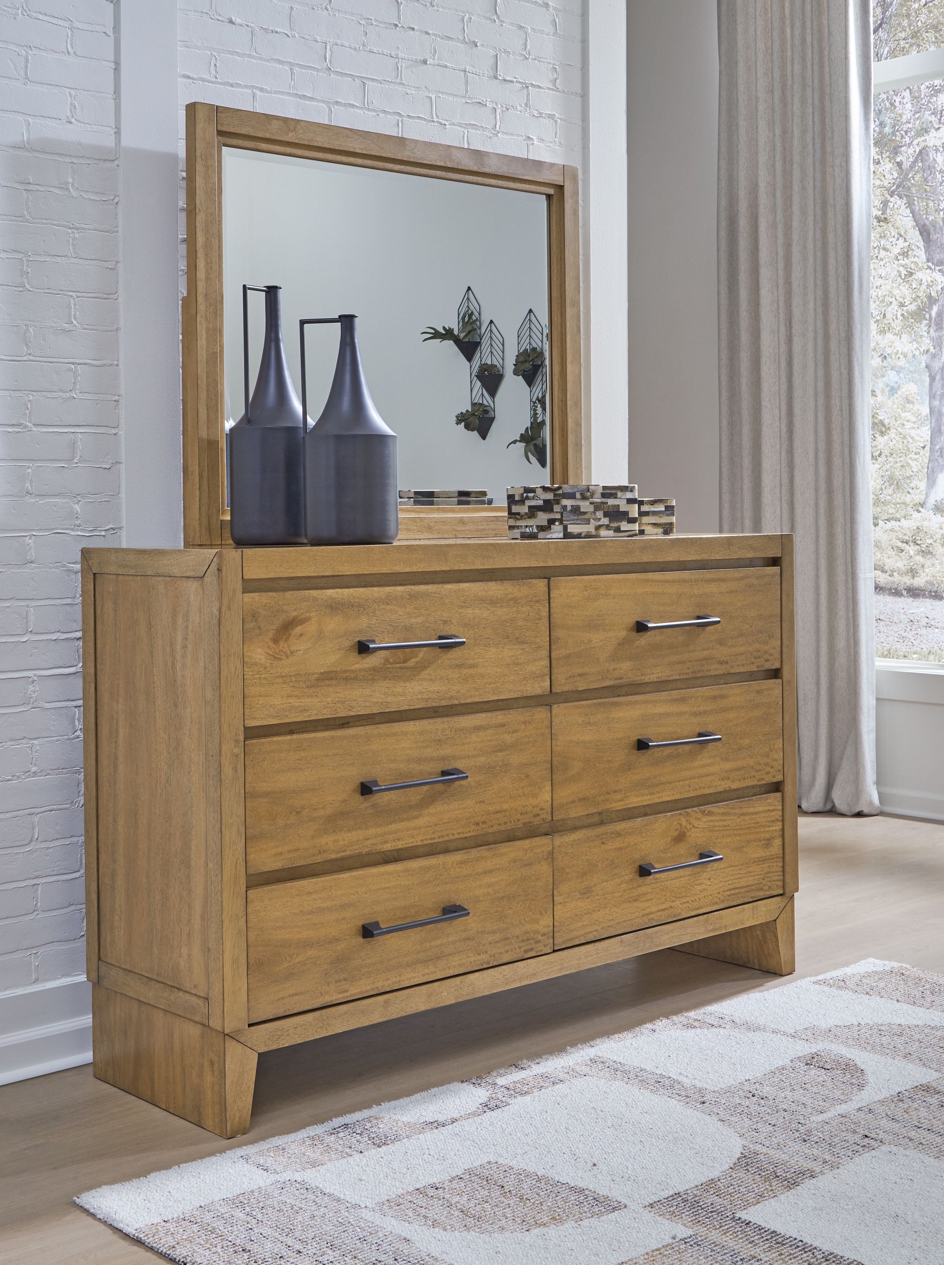 Signature Design by Ashley® Sherbana - Light Brown - Dresser And Mirror | Meri Furniture