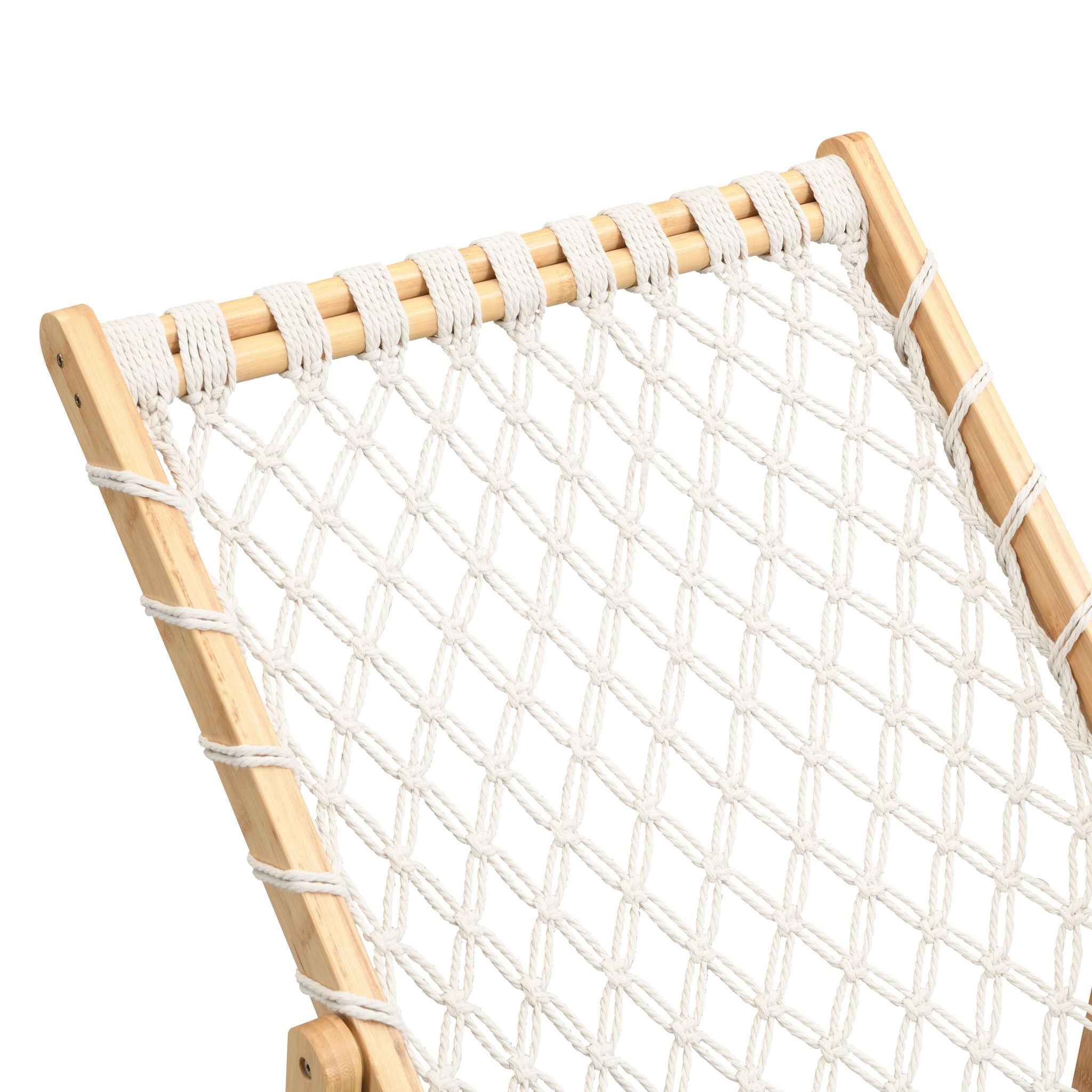 Bamboo Weaving Chair Set With Handwoven Rope For Patio And Living Spaces - Natural