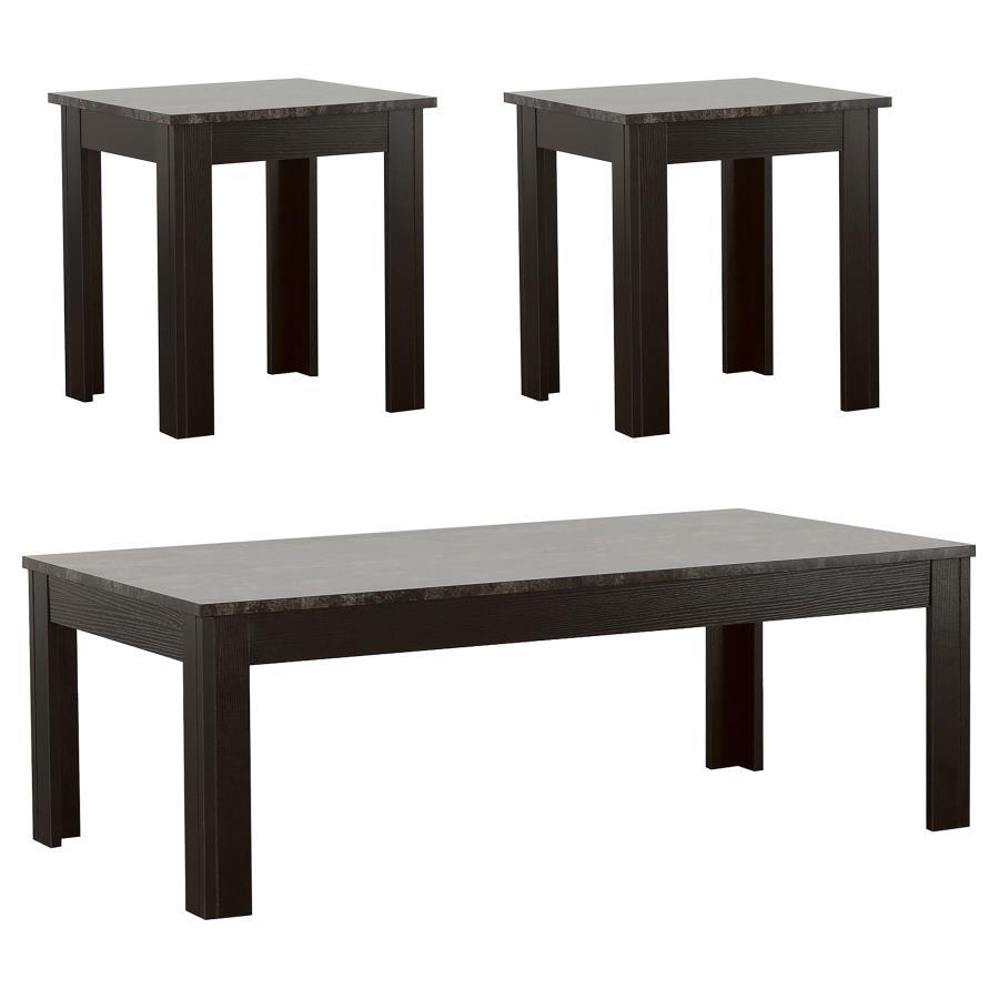 Coaster Fine Furniture Rhodes - 3 Piece Faux Marble Top Coffee Table Set - Gray | Meri Furniture