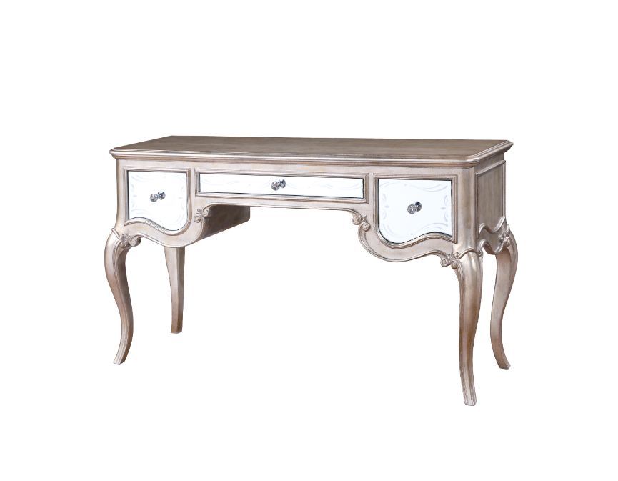 ACME Esteban - Vanity Desk - Mirrored & Antique Champagne Finish | Meri Furniture