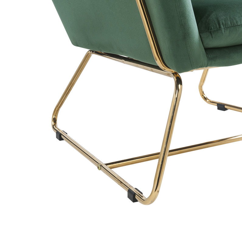 Keira 29.5"W Green Velvet Accent Chair with Metal Base