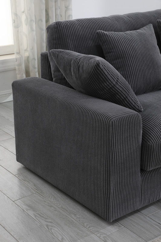 Mystic 105"W Dark Gray Corduroy Reversible Sectional Sofa Chaise