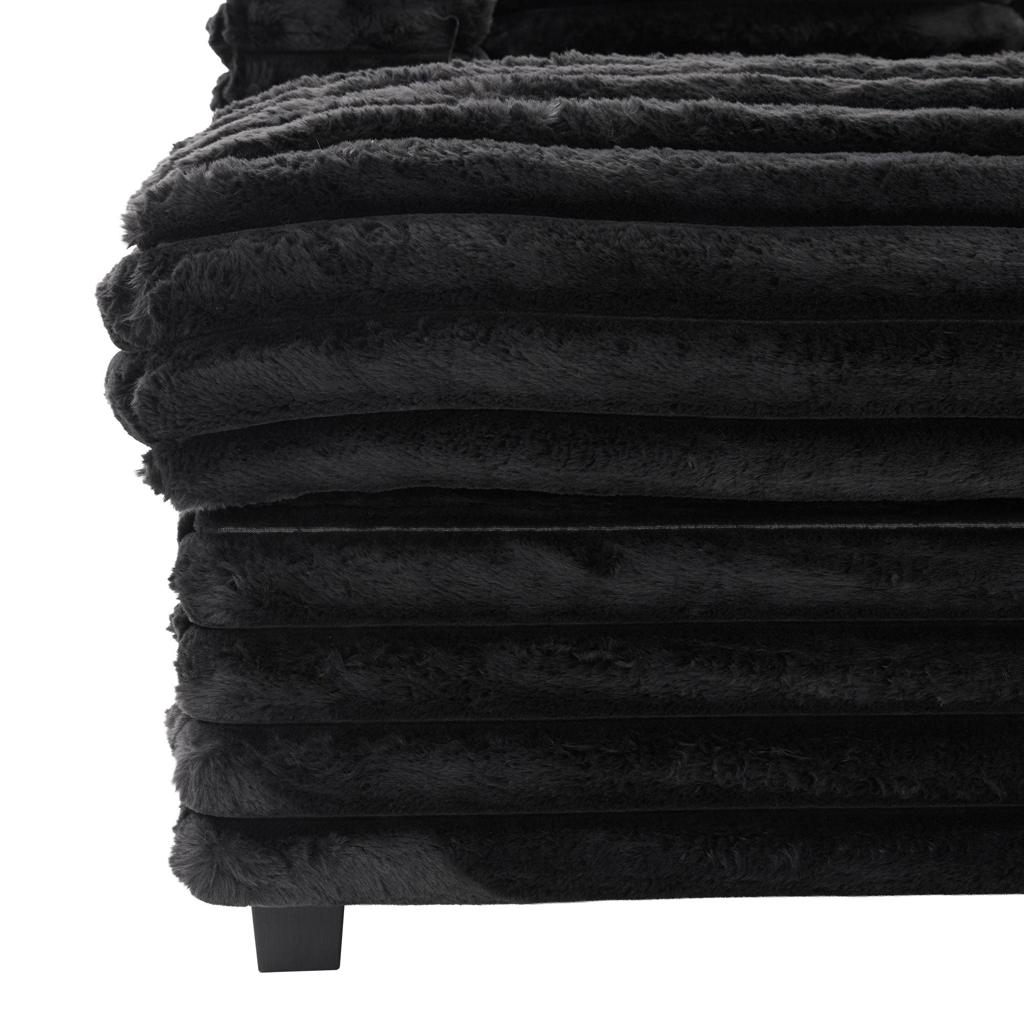 Plush Oversized Double Chaise Lounge Sofa Bed With USB Ports And Cup Holders