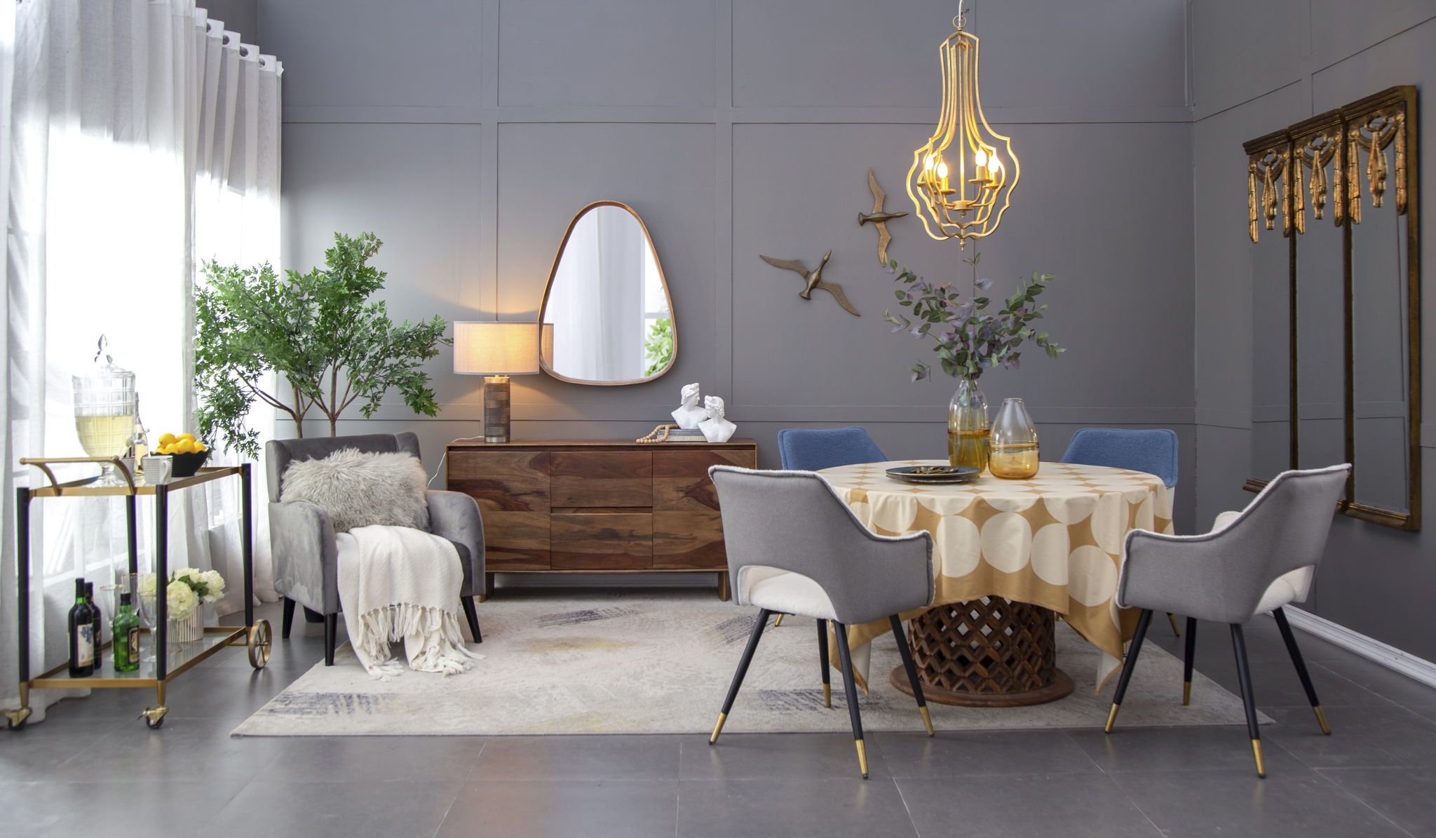 Irrgeular Mirror With Frame, Wall Mirror For Living Room Bathroom Entryway - Brown