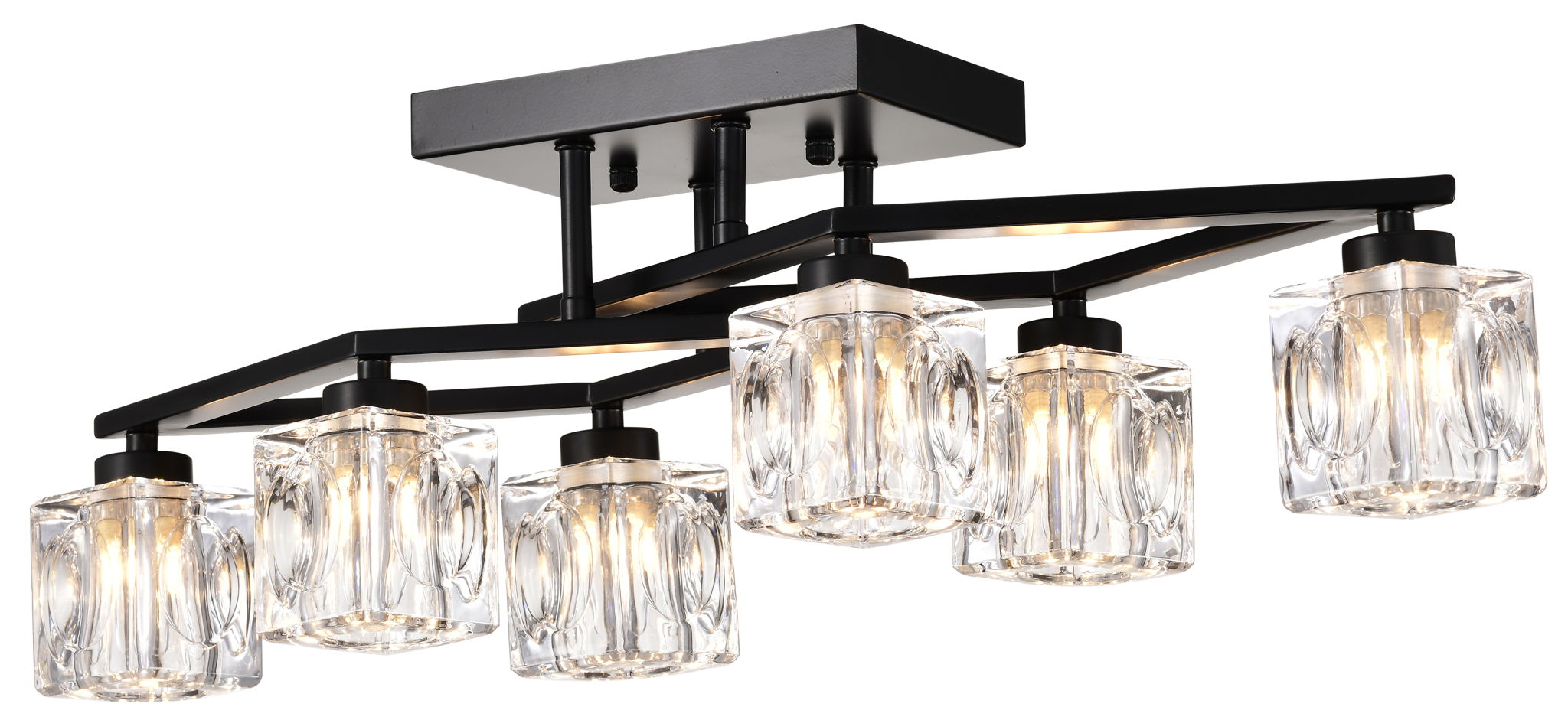 6 Light Crystal Ceiling Light For Dining Room, Modern Ceiling Lamp With Light Fixture For Entryway, Lobby, Kitchen, Bedroom, Living Room, Conference Room, (6*G9 Bulbs Included)