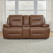 Liberty Furniture Cameron - Loveseat With Console P3 & ZG - Saddle - Dakota Saddle Leather | Meri Furniture