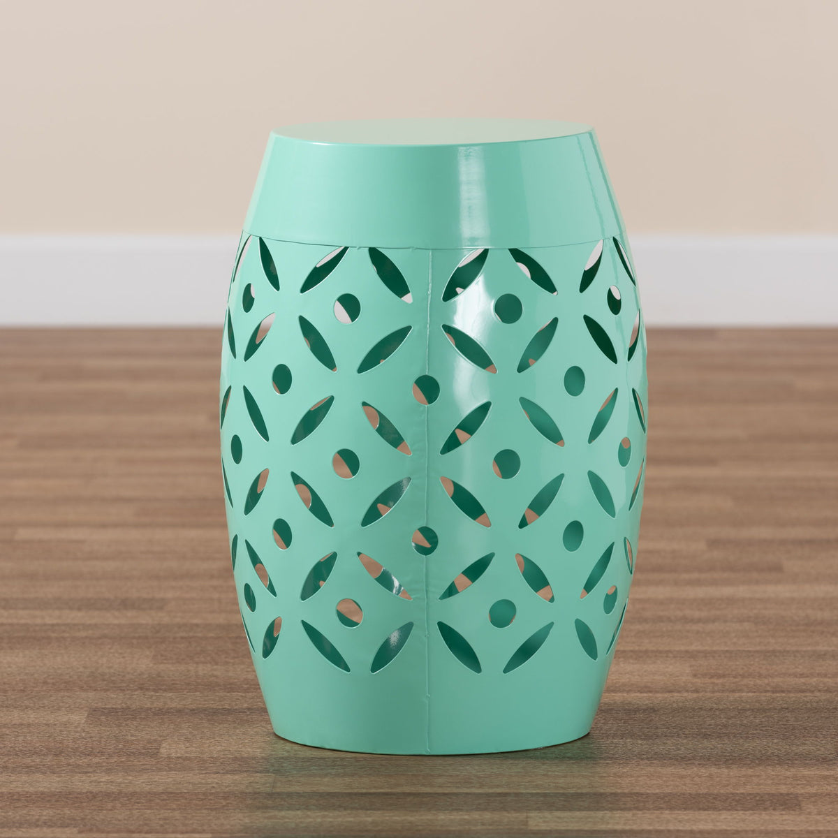 Hallie Modern and Contemporary Aqua Finished Metal Outdoor Side Table