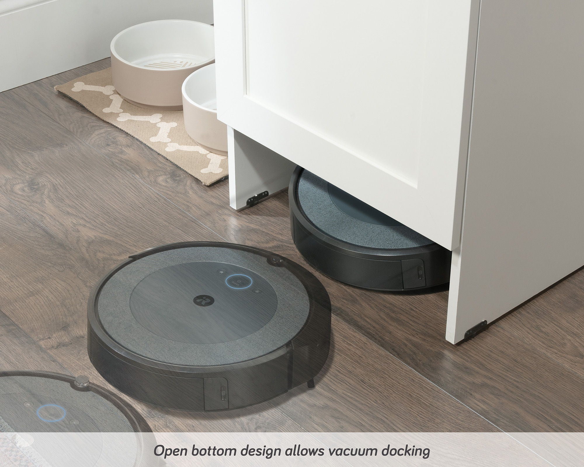 Robot Vacuum Storage Cabinet in Soft White