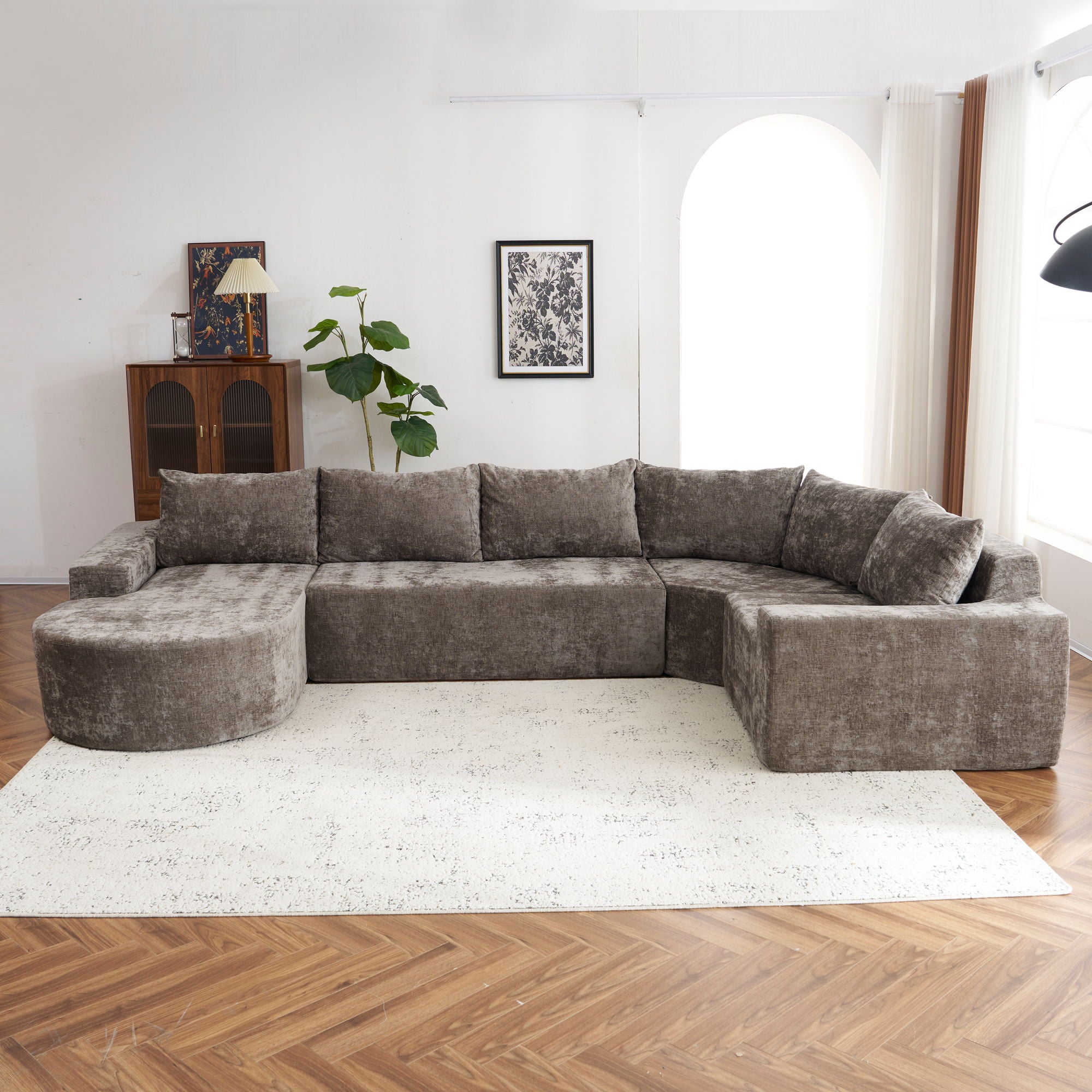U-Shaped Oversized Modular Cloud Sectional Sofa With Deep Seat For Living Room