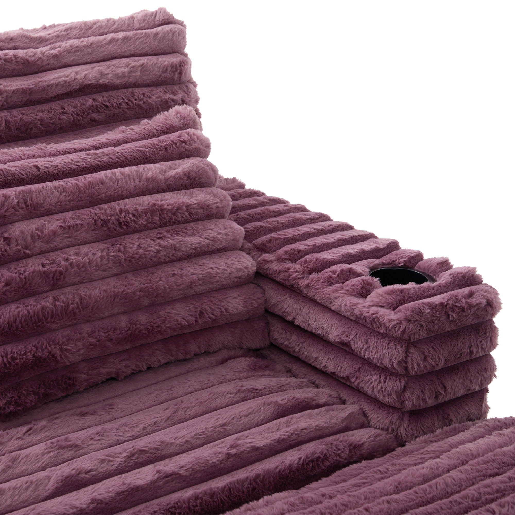 Plush Oversized Double Chaise Lounge Sofa Bed With USB Ports And Cup Holders