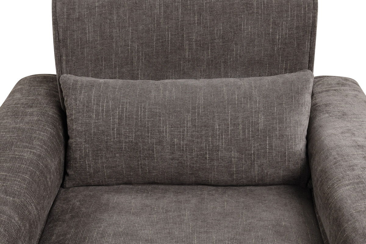 Valentina 74"W Gray Chenille Sofa with Metal Legs and Throw Pillows