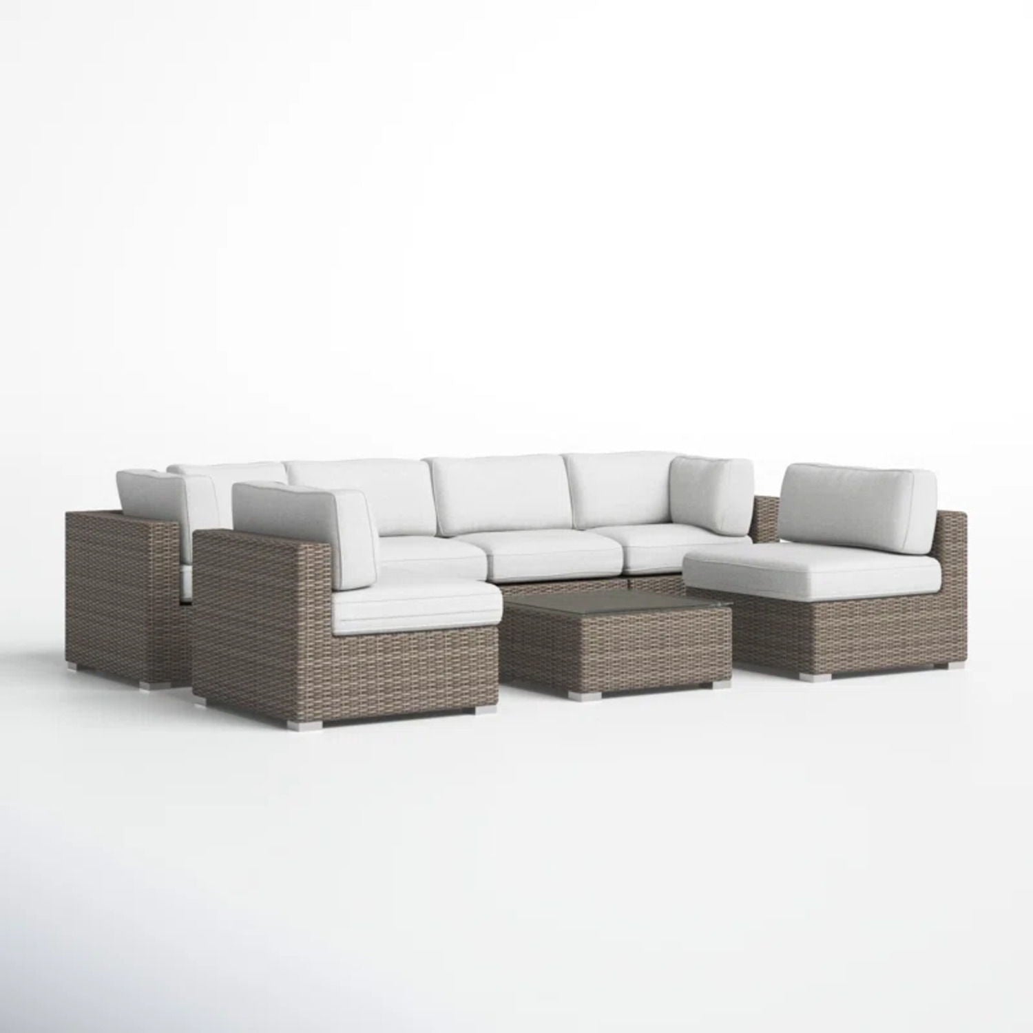Seating Set With Cushions Handcrafted Wicker Design
