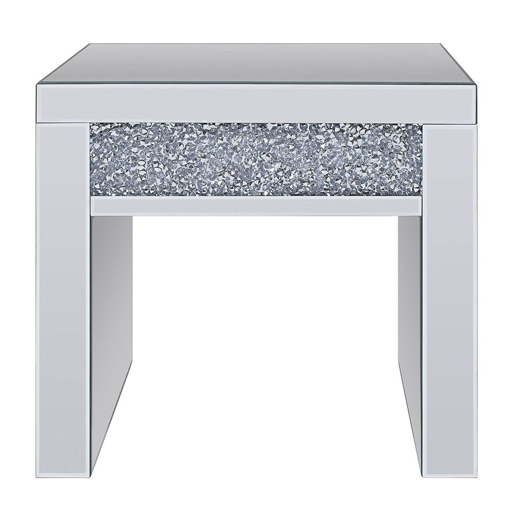Noralie - 24" Square End Table - Mirrored & Faux Diamonds