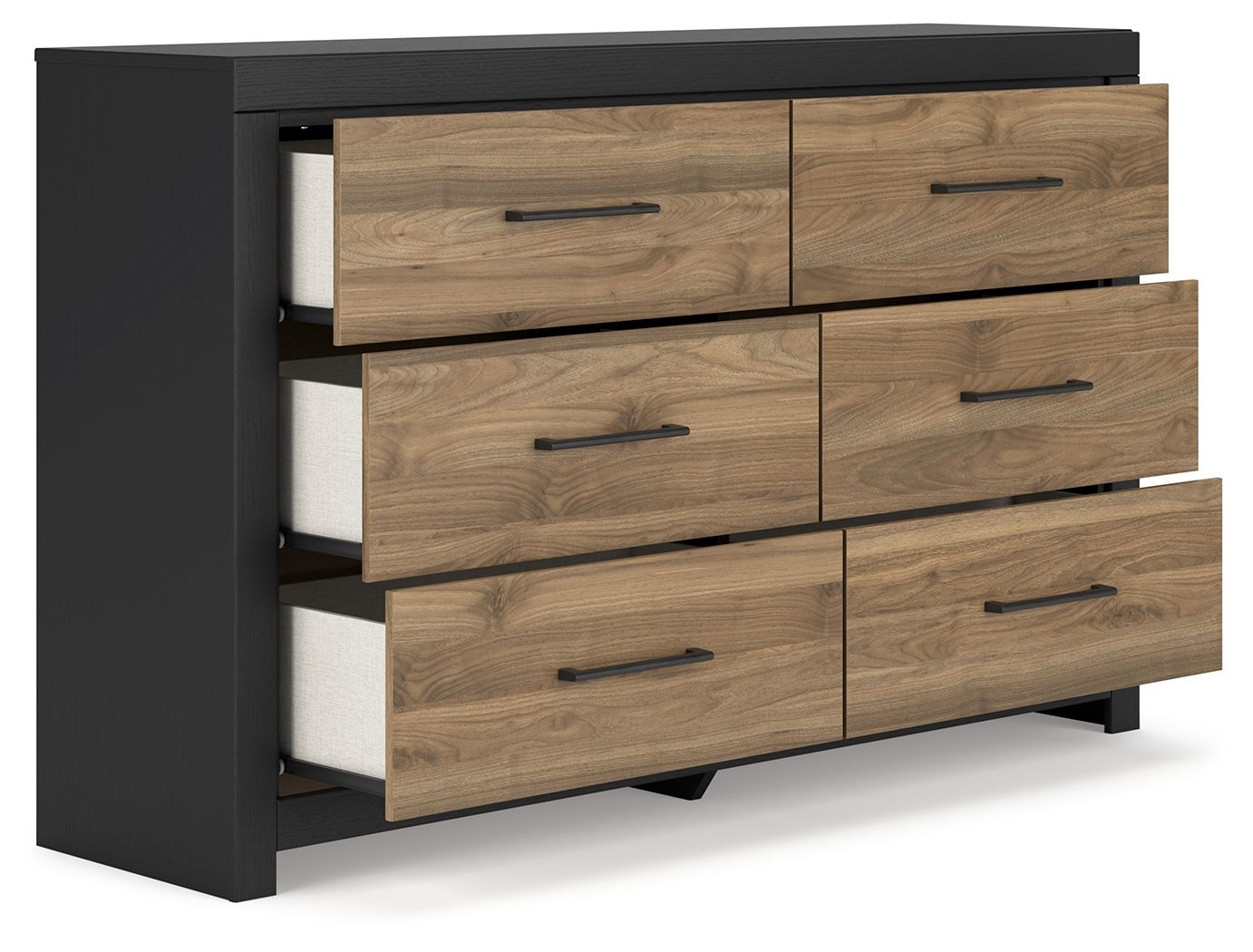 Signature Design by Ashley® Vertani - Black / Honey Brown - Six Drawer Dresser | Meri Furniture