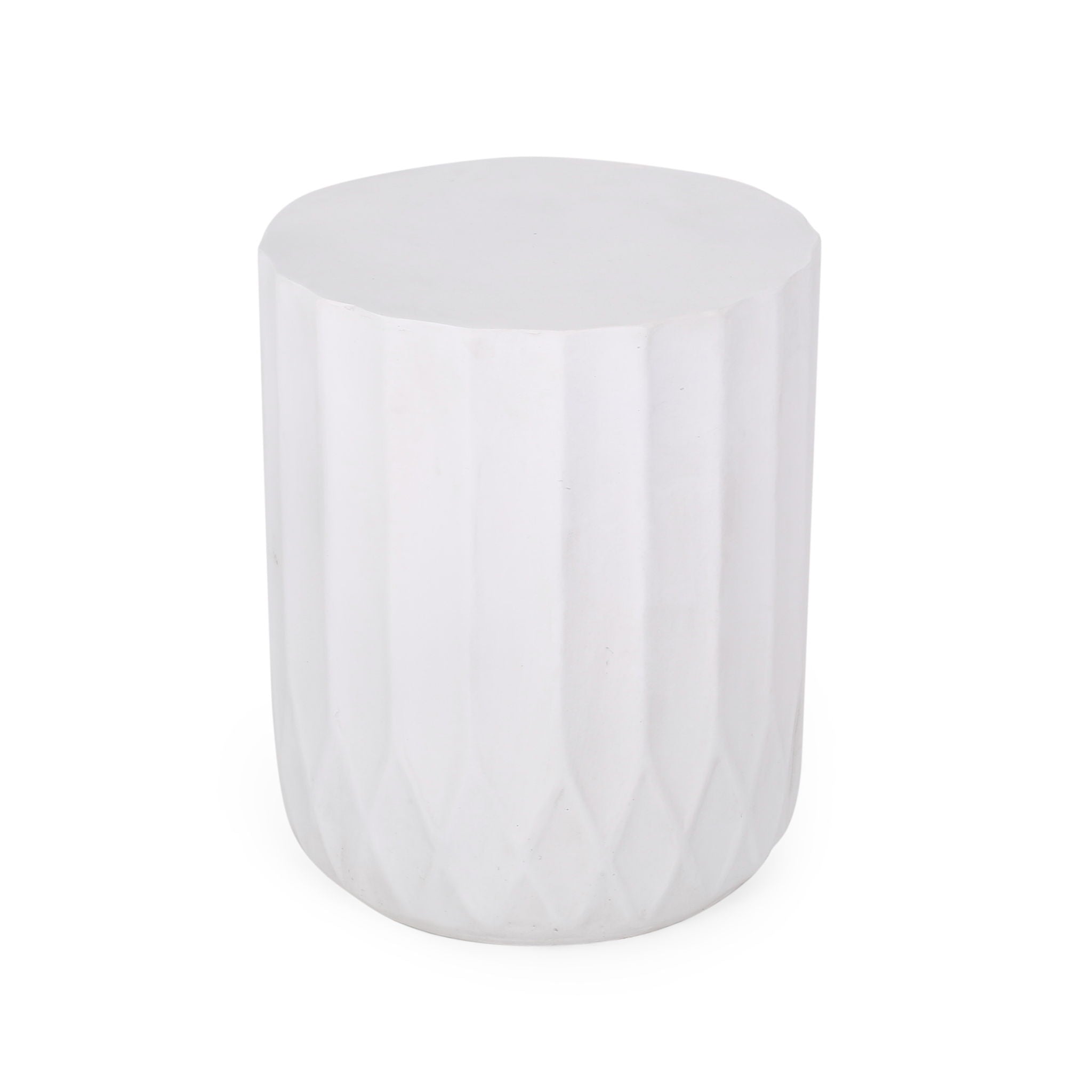 Outdoor End Table With Scallop Edge - Antique White