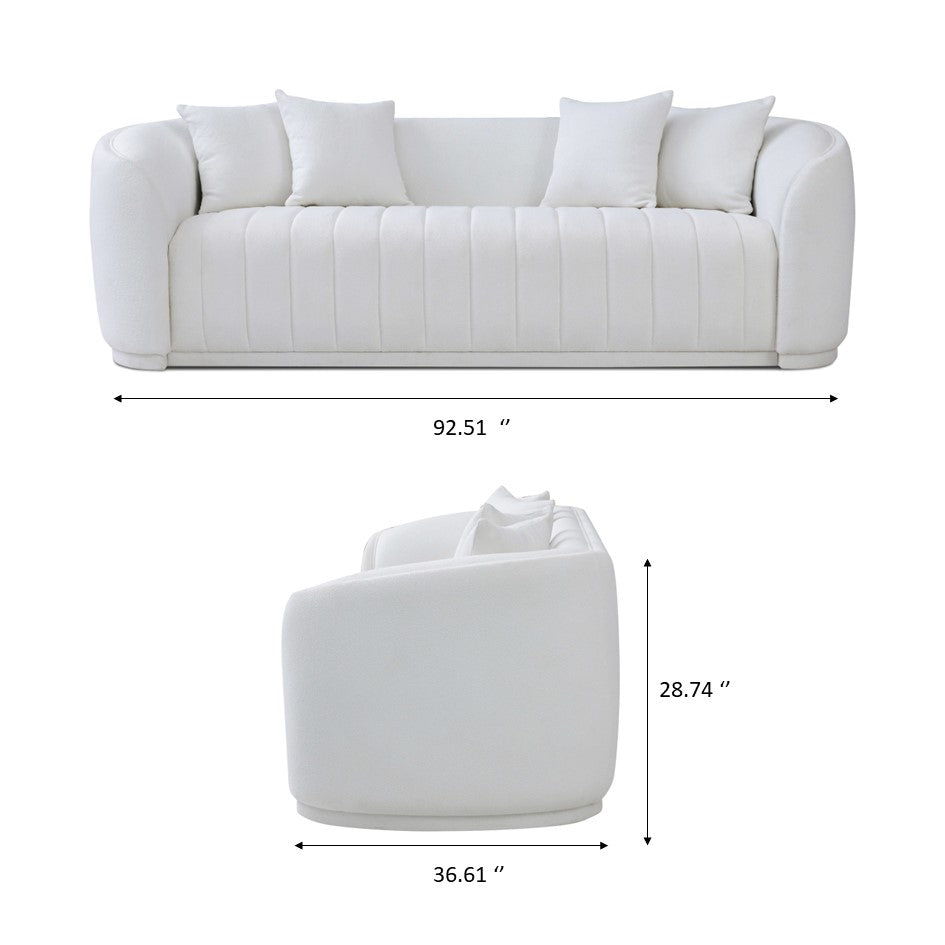 Markus - Mid-Century Modern Luxury Tight Back Couch - White