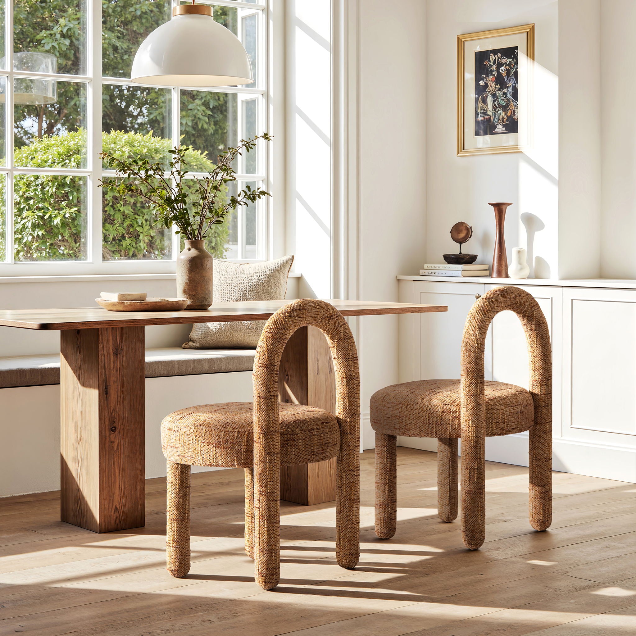 Penny - Round Arched Upholstered Dining Side Chair (Set of 2) - Golden Rust Orange