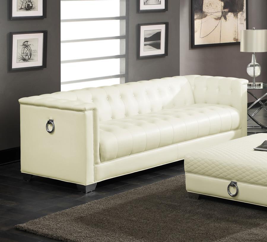 Coaster Fine Furniture Chaviano - Upholstered Track Arm Sofa - Pearl White | Meri Furniture