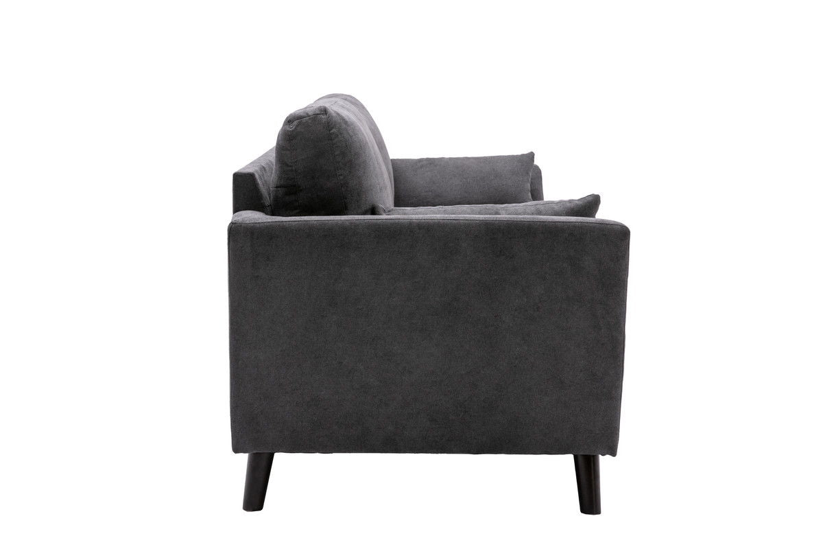 Damian Gray Woven Fabric Sofa Loveseat Living Room Set