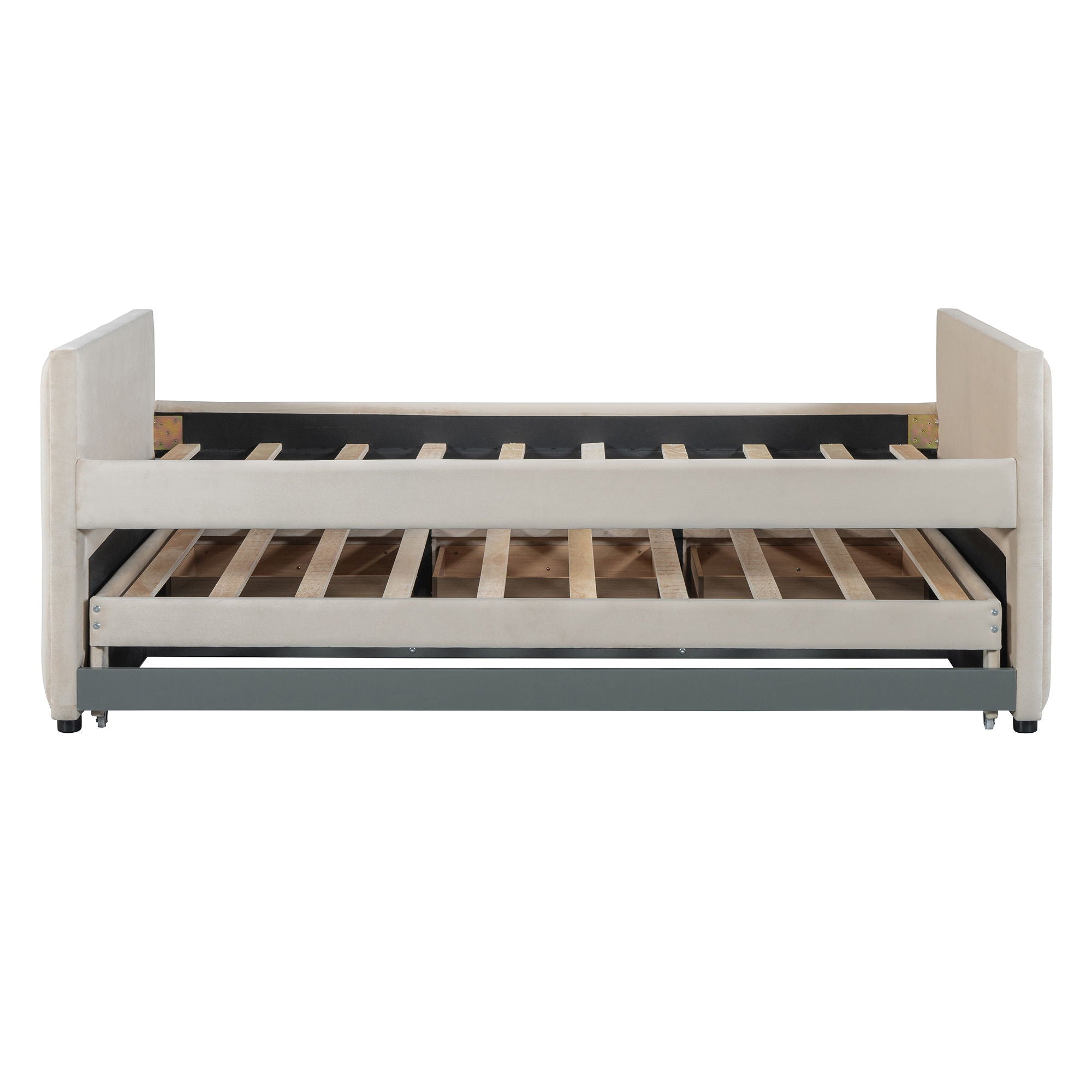 Upholstered Daybed With Trundle And Drawers