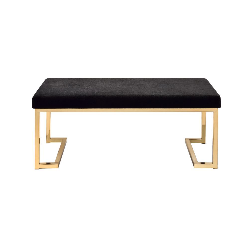 ACME Boice - Bench - Black Fabric & Champagne | Meri Furniture