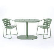 3 Piece Elegant Outdoor Bistro Set With 2 Chairs And Oval Table