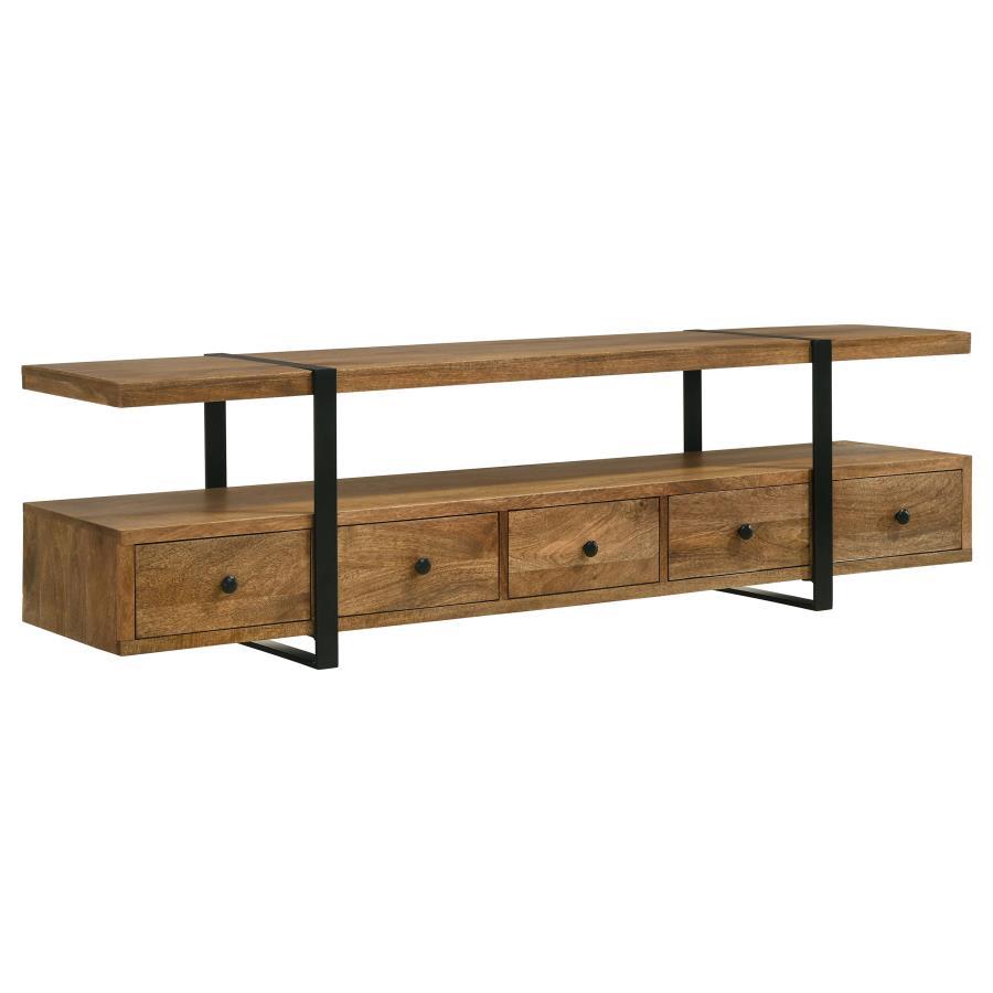 Coaster Fine Furniture Otto - 5-Drawer Mango Wood TV Stand Media Console - Brown | Meri Furniture