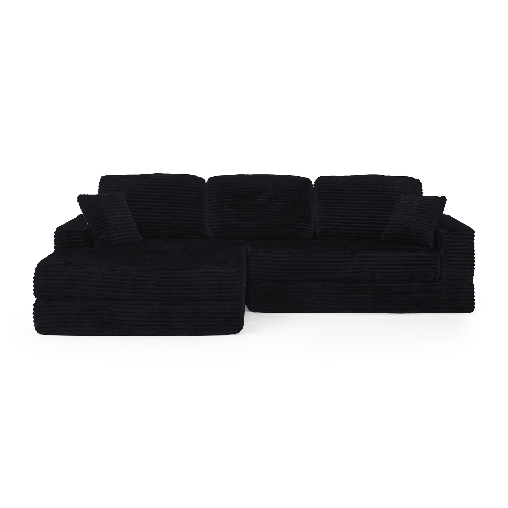 Modern Minimalist L Shape Modular Sectional Sofa, Corduroy Couch