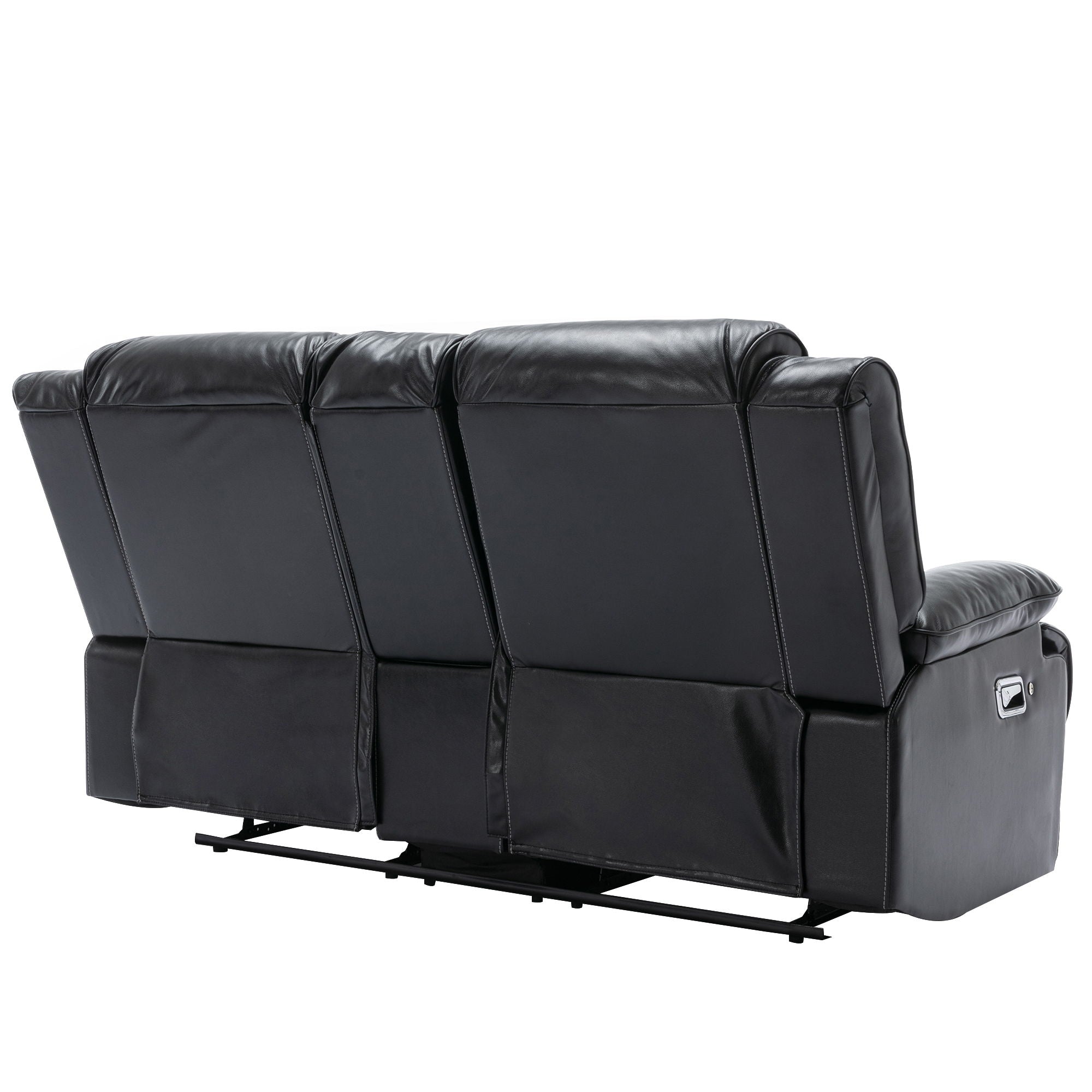 2 Seater Home Theater Recliner Manual Recliner Chair With A LED Light Strip Two Cup Holders And A Storage Box For Living Room