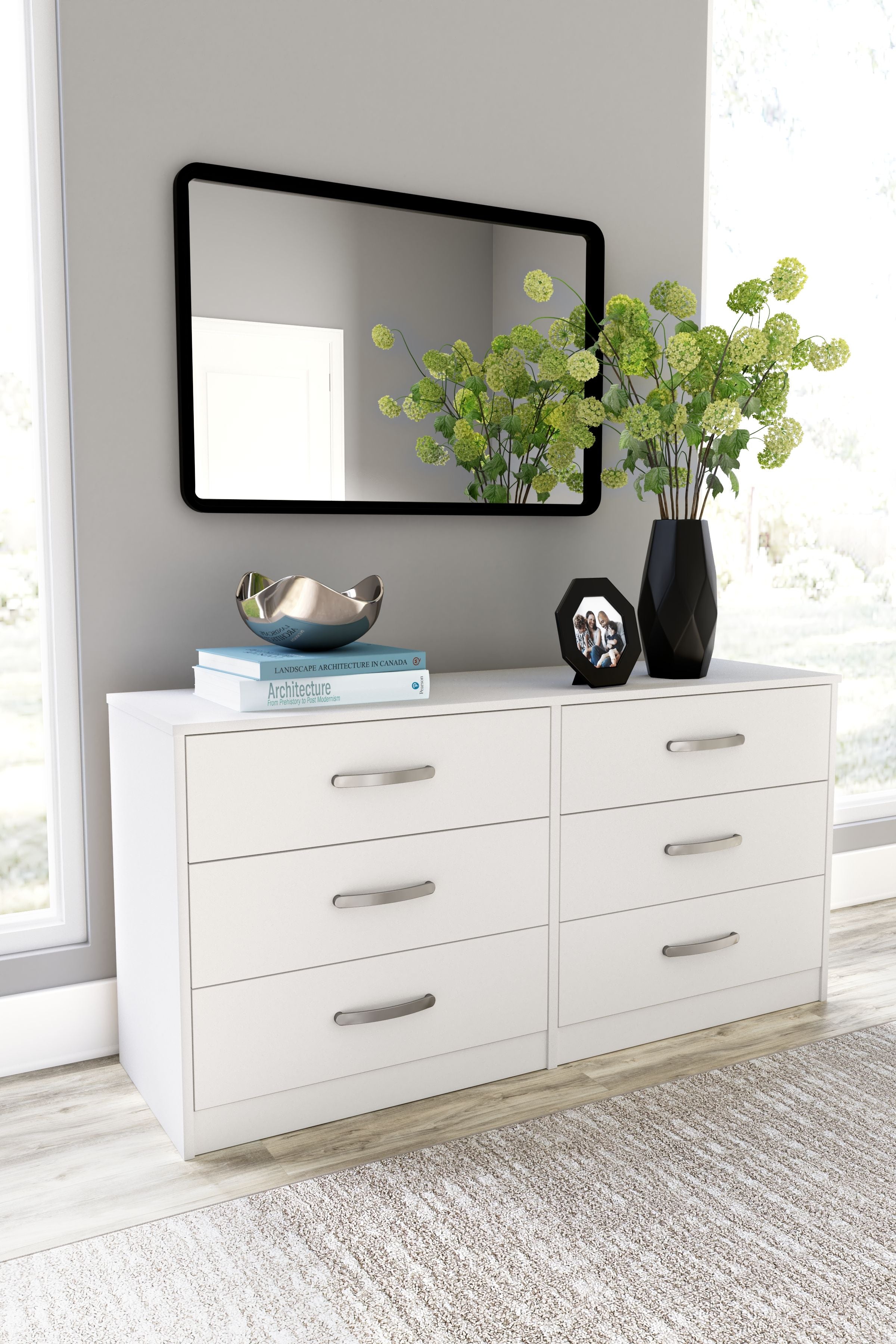Signature Design by Ashley® Flannia - White - Six Drawer Dresser - 29'' Height | Meri Furniture