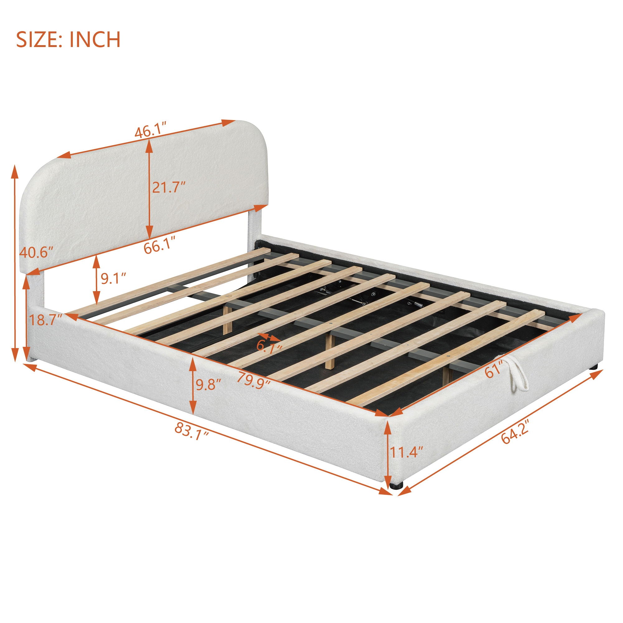 Upholstered Platform Bed With Hydraulic Storage System