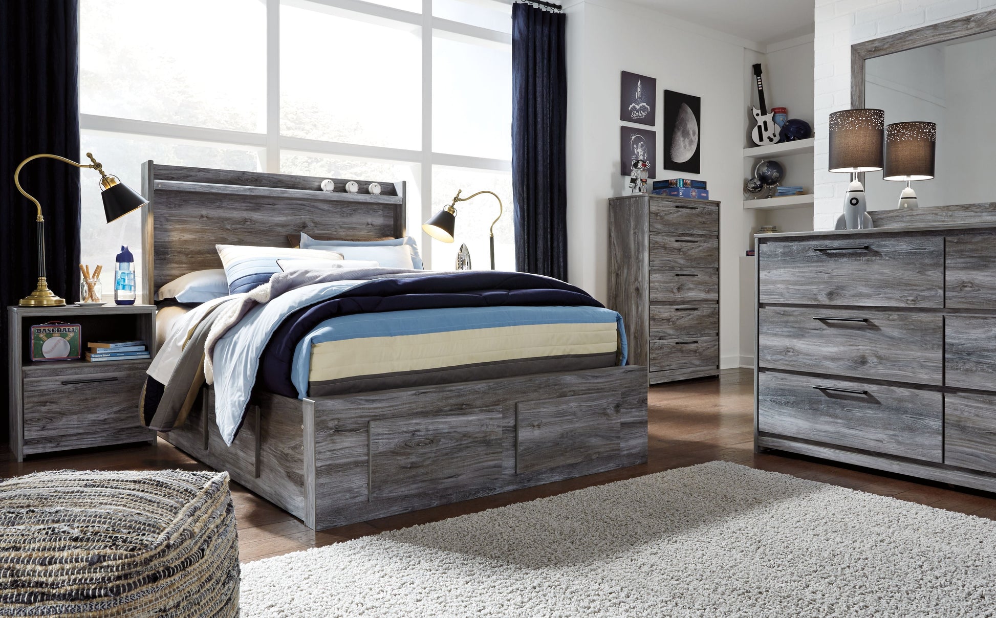 Signature Design by Ashley® Baystorm - LED Panel Bed | Meri Furniture